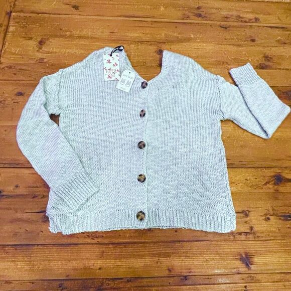 Hippie Rose Aqua Turquoise V Neck Sweater Size XS Oversized - Picture 11 of 12